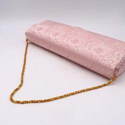新柄　京の錦織　光峯錦織工房　古代の紋様を楽しむ　フェニックス　ピンク　クラッチバッグ 8枚目の画像