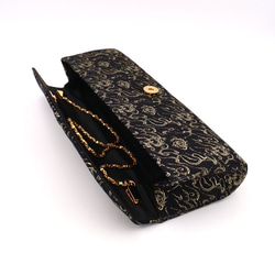 新柄　京の錦織　光峯錦織工房　古代の紋様を楽しむ　フェニックス　黒金　クラッチバッグ 5枚目の画像
