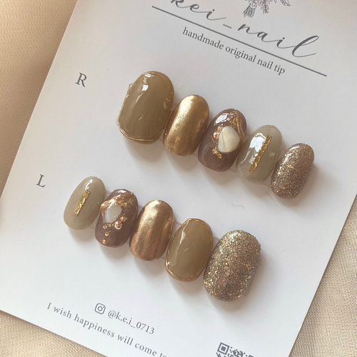 カーキネイル ブラウンネイル ニュアンスネイル 綺麗めニュアンス 秋  