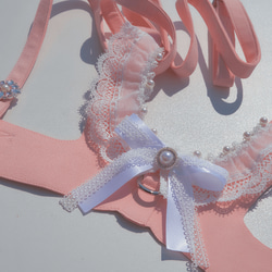 Lace Collar Harness + Leash (Flower Petal Pink) 6枚目の画像