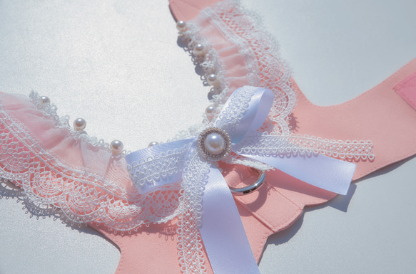 Lace Collar Harness + Leash (Flower Petal Pink) 5枚目の画像