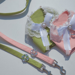 Lace Collar Harness + Leash (Flower Petal Pink) 9枚目の画像