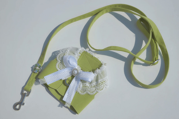 Lace Collar Harness + Leash (Flower Petal Pink) 7枚目の画像