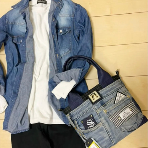 No.228【DENIM✖️SPRING❤️】デニムリメイクトートバッグ