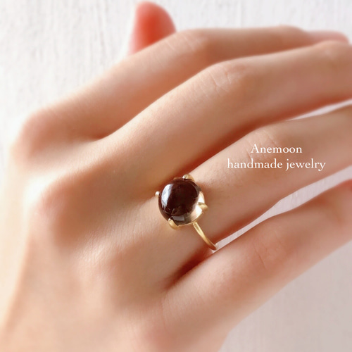 ♠️ 宝石質スモーキークォーツsilver925製リング18kgp 10mm 9号/11号