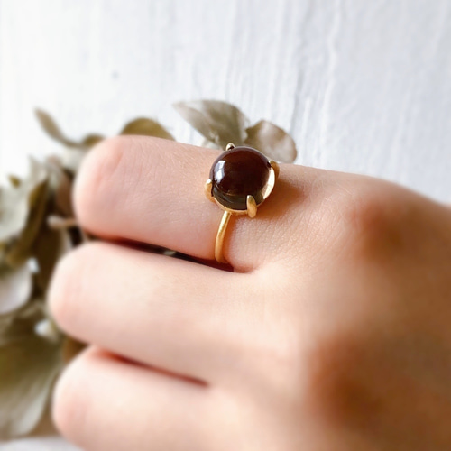 ♠️ 宝石質スモーキークォーツsilver925製リング18kgp 10mm 9号/11号