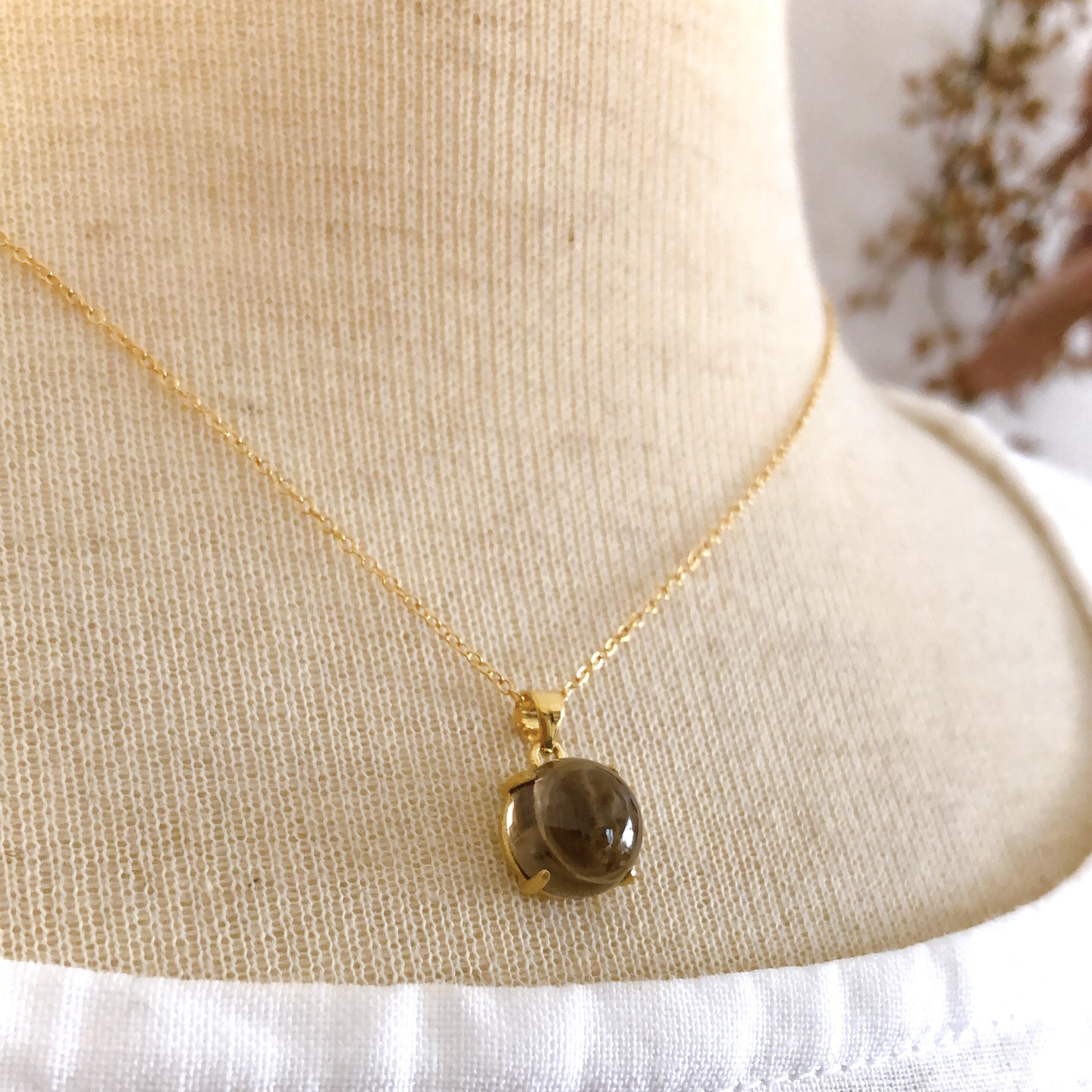 ♠️スモーキークォーツ14kgf製ネックレス 約40cm 天然石10mm