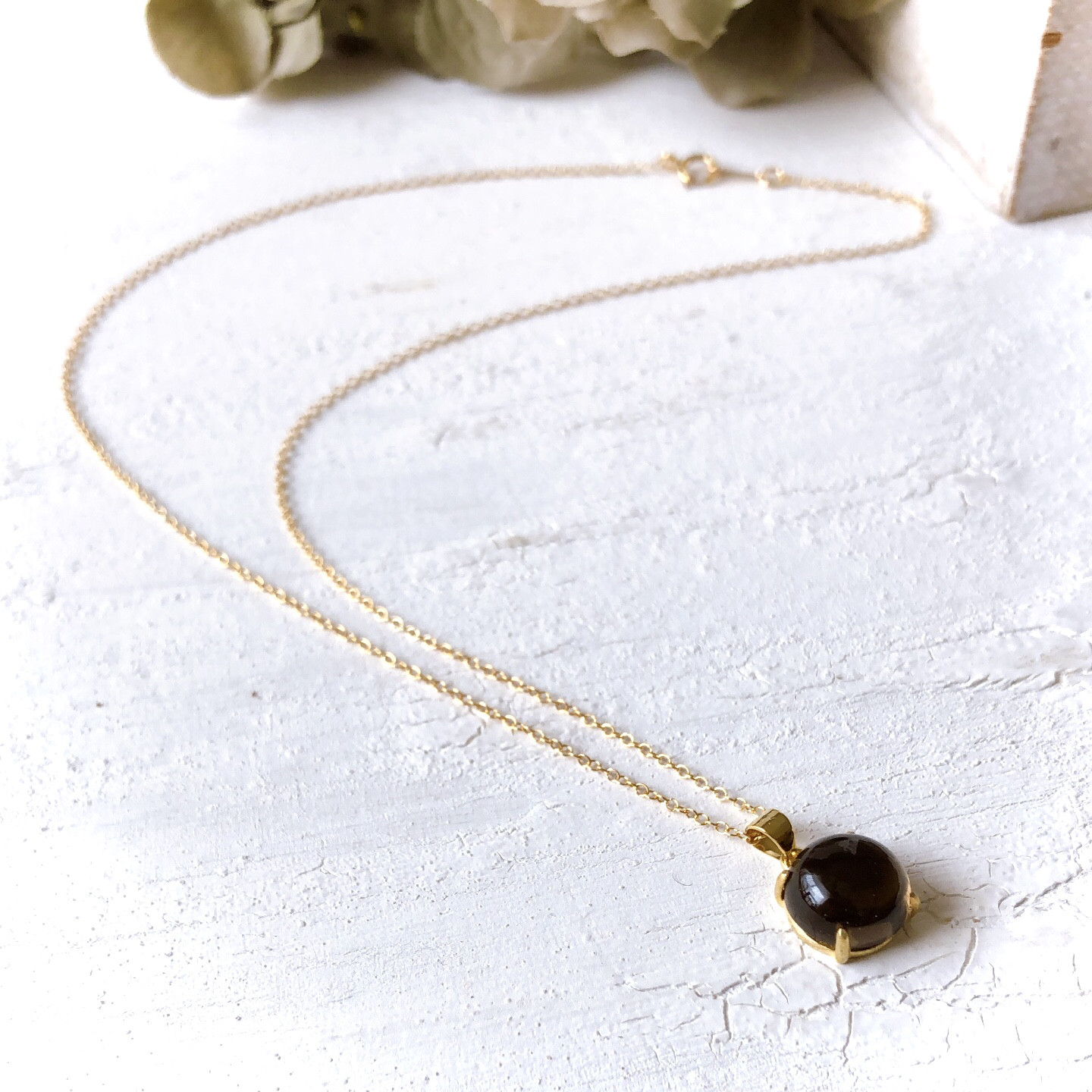 ♠️スモーキークォーツ14kgf製ネックレス 約40cm 天然石10mm