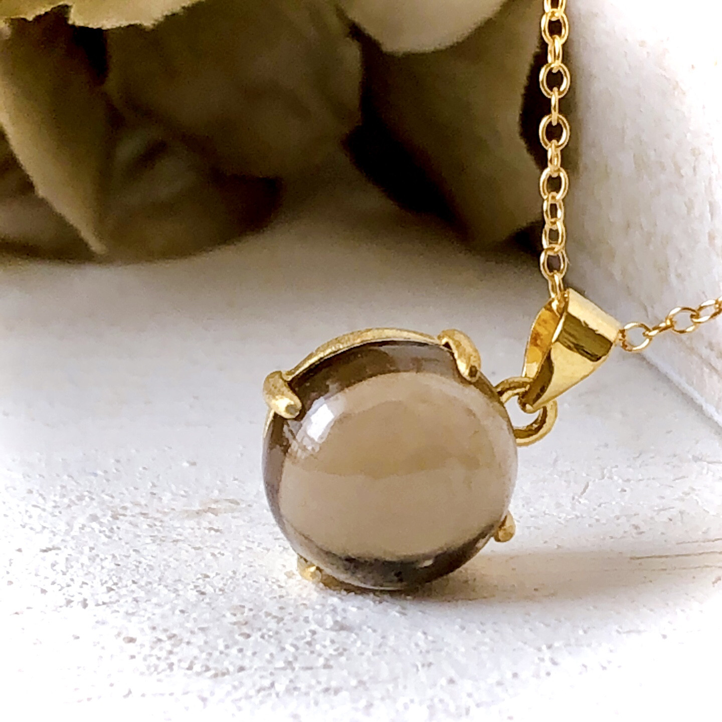 ♠️スモーキークォーツ14kgf製ネックレス 約40cm 天然石10mm