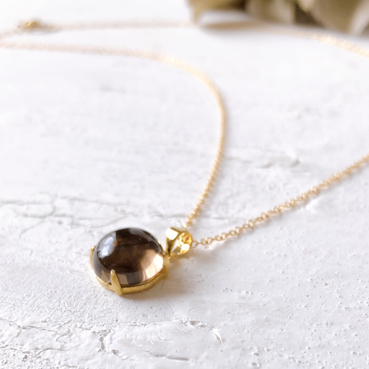 ♠️スモーキークォーツ14kgf製ネックレス 約40cm 天然石10mm