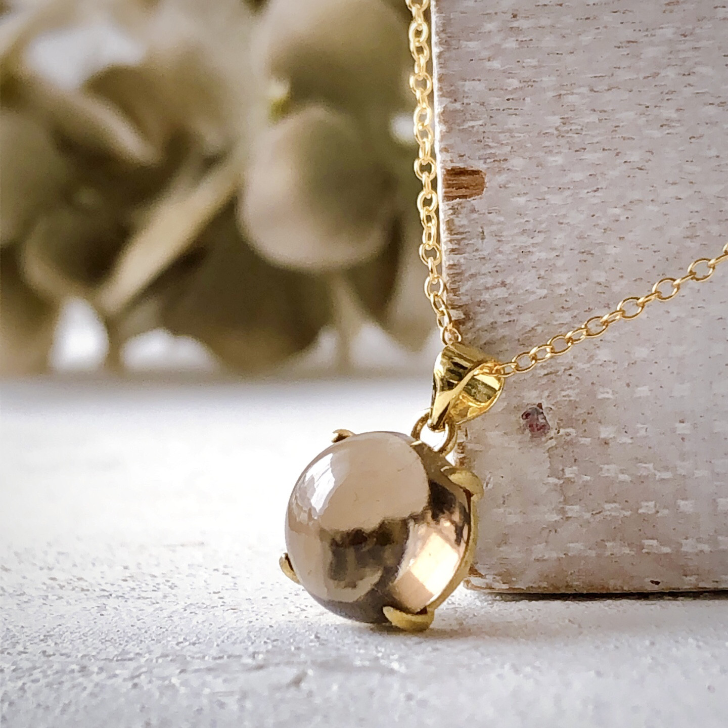 ♠️スモーキークォーツ14kgf製ネックレス 約40cm 天然石10mm