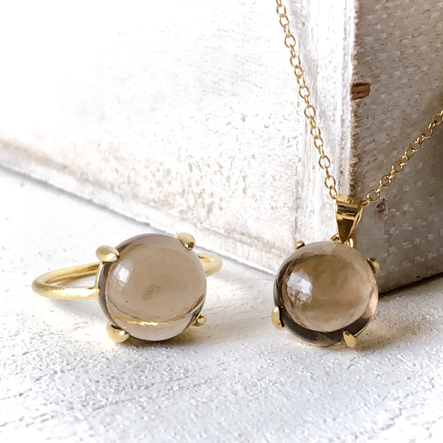 ♠️スモーキークォーツ14kgf製ネックレス 約40cm 天然石10mm