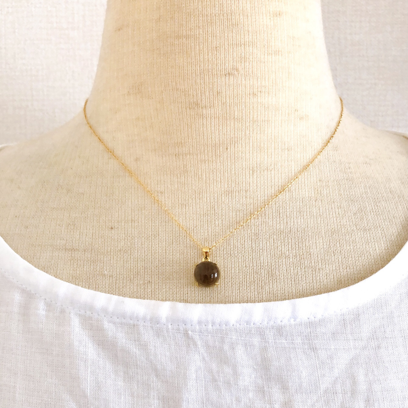 ♠️スモーキークォーツ14kgf製ネックレス 約40cm 天然石10mm