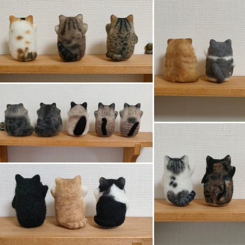 羊毛フェルト　猫　【もりりん。様】お取り置き分です 羊毛フェルト 猫の置物 鈴付き （羊毛フェルト 猫 黒猫