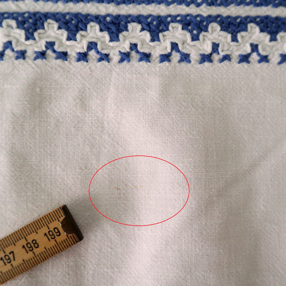 フランスの手仕事/フォークロアなお花の白抜き手刺繍 大判サイズのテーブルクロス　(ヴィンテージ シャビーシック） 20枚目の画像