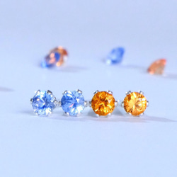 K18 0.1ct ダイヤモンド オレンジ サファイア ピアス スタッド