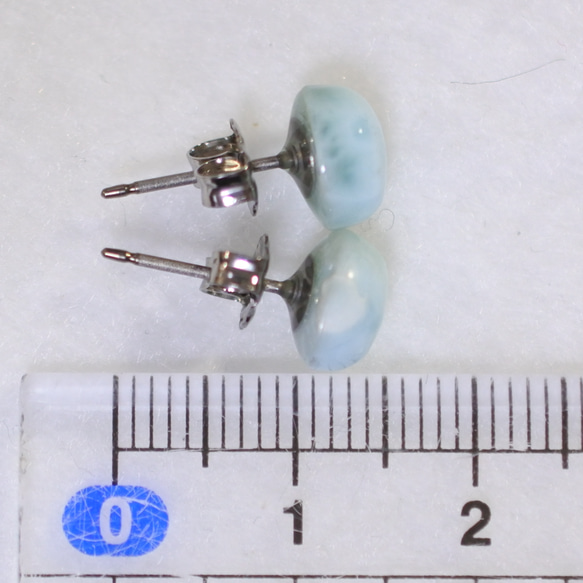 （獨一無二的物品）Larimar 耳釘，8 x 6 毫米（鈦柱） 第5張的照片