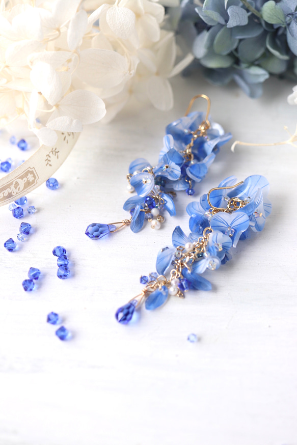 青い藤の花のピアス／イヤリング 15枚目の画像