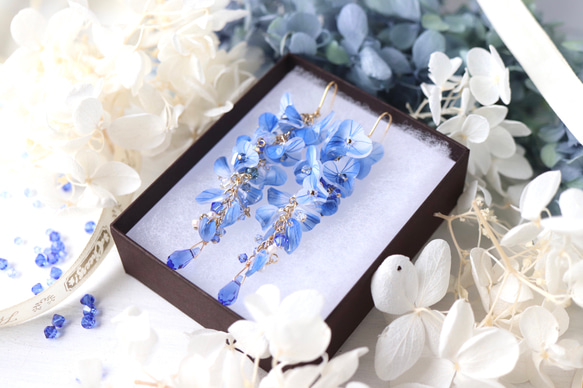青い藤の花のピアス／イヤリング 6枚目の画像