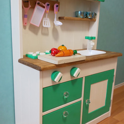 木製おままごとキッチン・ままごとキッチン・子供用家具・可愛い家具・可愛いインテリア 2枚目の画像