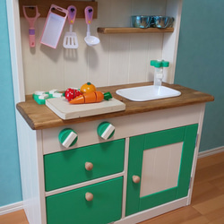 木製おままごとキッチン・ままごとキッチン・子供用家具・可愛い家具・可愛いインテリア 8枚目の画像