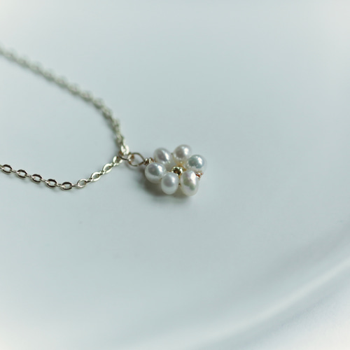 14kgf 淡水パールで作ったお花ネックレス ネックレス