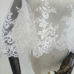 非常受歡迎的可愛優雅頂篷風格波列羅婚紗盛開透明花朵蕾絲 第4張的照片
