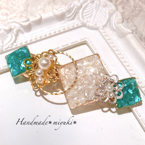 桜ピンク ラインストーン バレッタ バレッタ Handmade＊miyuki