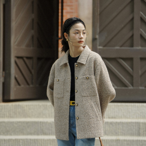 ウール混 秋冬向き ステンカラーコート ショートコート コート jadore