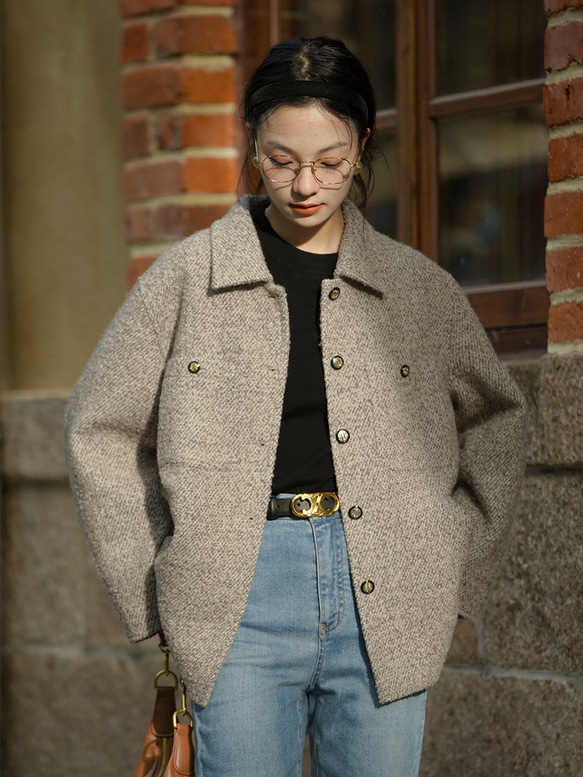 美品　STUNNING LURE　カシミア混ウールショートコート　M　パープル 美品 STUNNING LURE カシミア混ウールショートコート M パープル