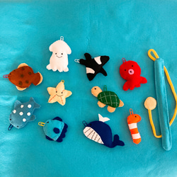 handmade】魚釣り 10匹 さかなつり フェルト ハンドメイド おもちゃ