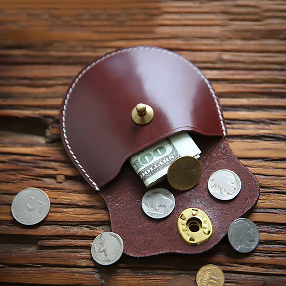 簡約馬蹄形真皮零錢包 優質意大利皮革零錢包 易看硬幣 第11張的照片