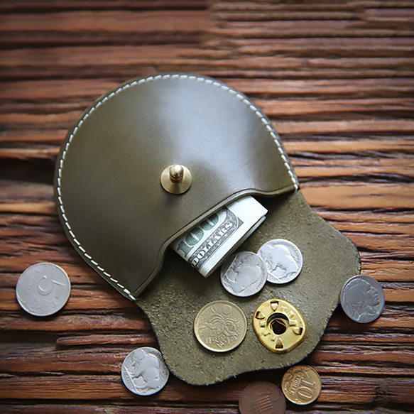 簡約馬蹄形真皮零錢包 優質意大利皮革零錢包 易看硬幣 第8張的照片