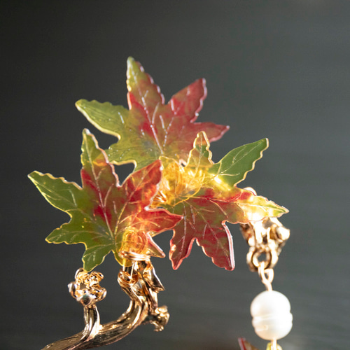 秋風漂う紅葉のかんざし もみじ かんざし 和装髪飾り 簪 モミジ