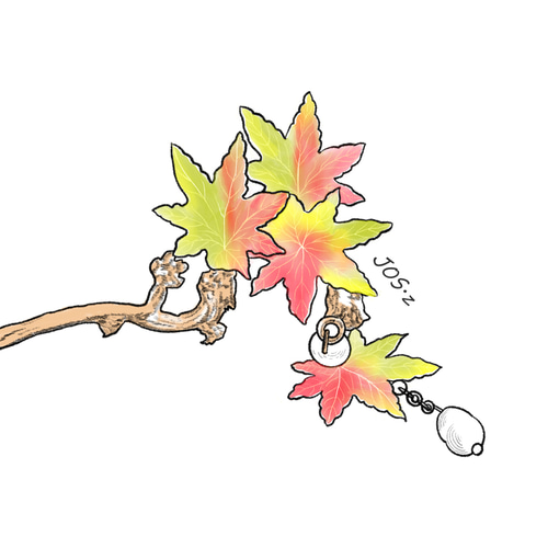 秋風漂う紅葉のかんざし もみじ かんざし 和装髪飾り 簪 モミジ