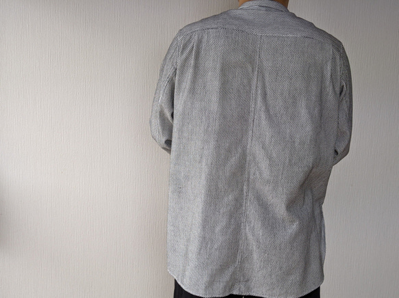 <OSOCU> Chita-momen band collar shirt ”Sashiko””　知多木綿　刺し子シャツ 8枚目の画像