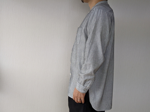 <OSOCU> Chita-momen band collar shirt ”Sashiko””　知多木綿　刺し子シャツ 7枚目の画像