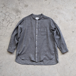 <OSOCU> Chita-momen band collar shirt ”Seigaiha””　知多木綿青海波シャツ 1枚目の画像