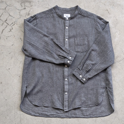 <OSOCU> Chita-momen band collar shirt ”Seigaiha””　知多木綿青海波シャツ 2枚目の画像