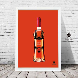 ヴィヴィアンさん専用Champagne Drappier アートポスター Monika Petersen Lino Print ポスター Round Gold Pear フレーム