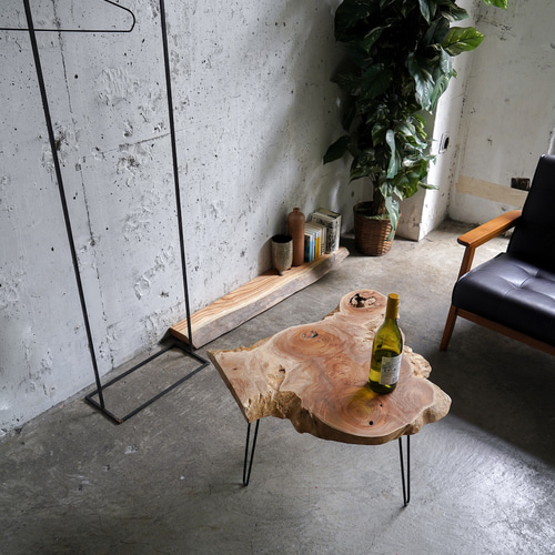 輪切り一枚板コーヒーテーブル ケヤキの輪切り一枚板 コーヒーテーブル （高さ・カラー変更無料