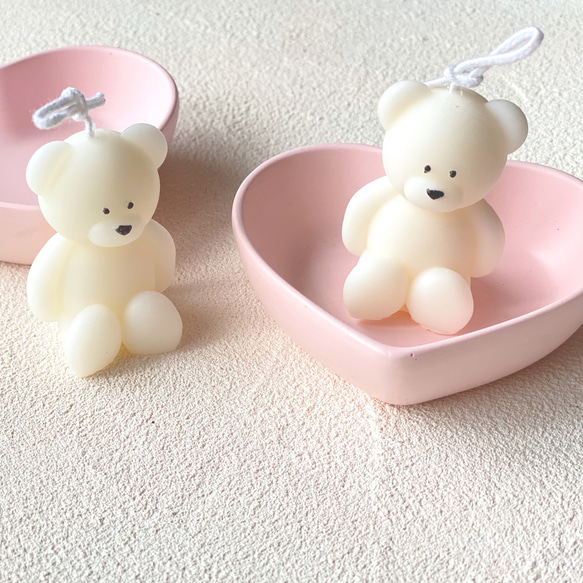 ♡ Mini Bear & Heart tray ♡ ミニベアー　ソイキャンドル　トレイセット 1枚目の画像