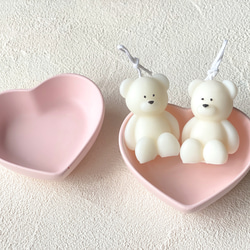 ♡ Mini Bear & Heart tray ♡ ミニベアー　ソイキャンドル　トレイセット 2枚目の画像