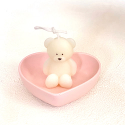 ♡ Mini Bear & Heart tray ♡ ミニベアー　ソイキャンドル　トレイセット 4枚目の画像