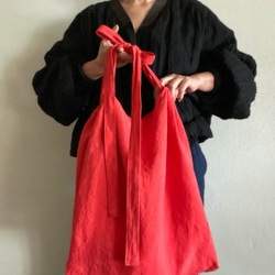 European linen bag (scarlet) 7枚目の画像