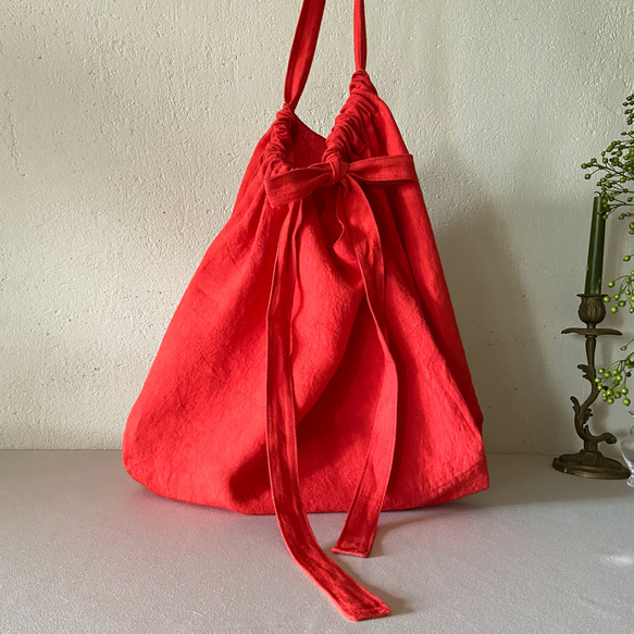 European linen bag (scarlet) 11枚目の画像