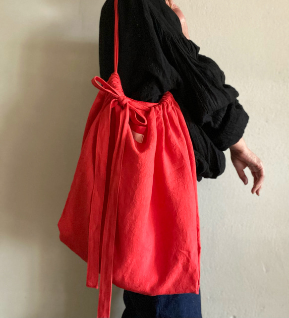 European linen bag (scarlet) 8枚目の画像