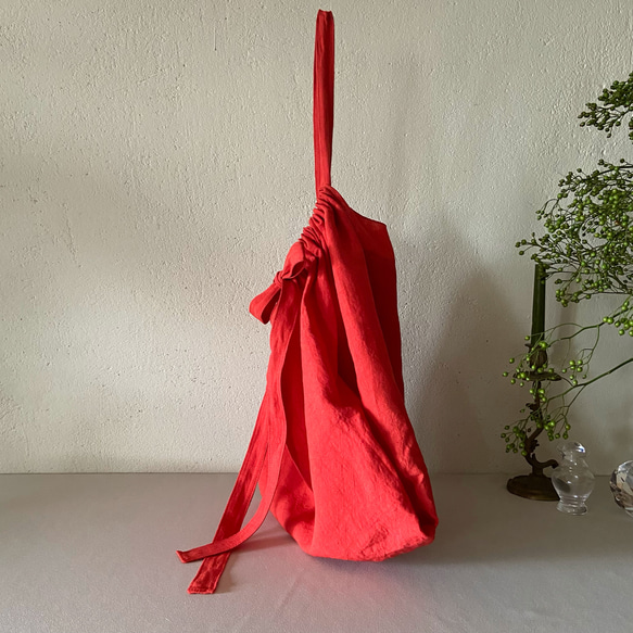 European linen bag (scarlet) 4枚目の画像