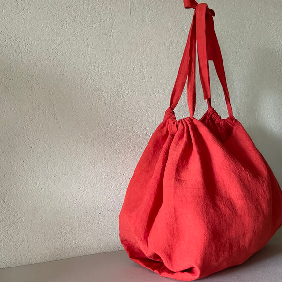 European linen bag (scarlet) 16枚目の画像