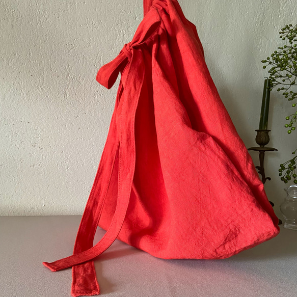 European linen bag (scarlet) 2枚目の画像